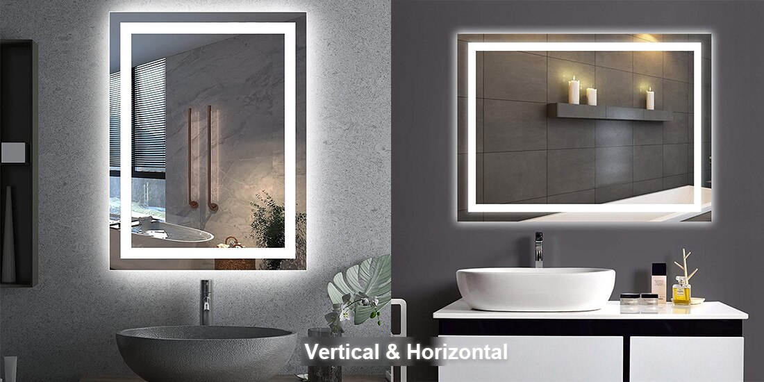 TOOLKISS 28 in. W x 36 in. H Frameless Rectangular AntiFog LED Light